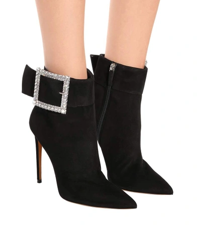 Shop Alexandre Vauthier Yasmin Suede Ankle Boots In Black