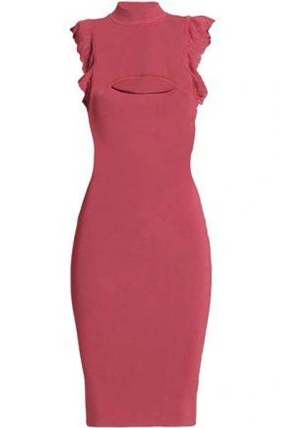 Shop Bailey44 Bailey 44 Woman Bewitched Ruffle-trimmed Cutout Ribbed-knit Dress Plum