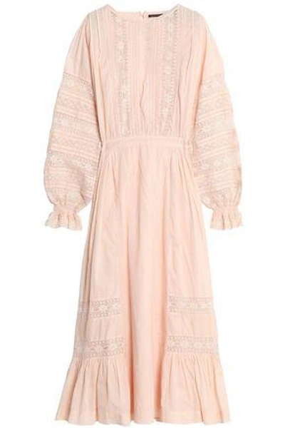 Shop Antik Batik Woman Lace-trimmed Cotton Midi Dress Pastel Pink