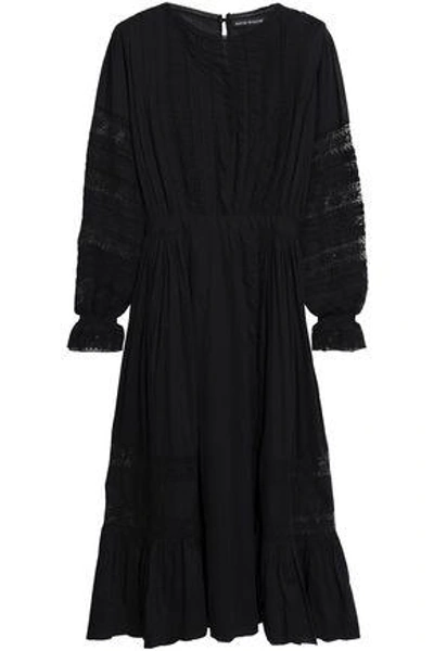 Shop Antik Batik Woman Lace-trimmed Cotton Midi Dress Black