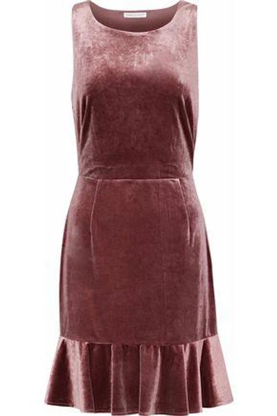 Shop Rebecca Minkoff Woman Tiffany Ruffled Cutout Velvet Mini Dress Antique Rose