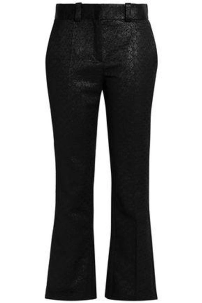 Shop Just Cavalli Woman Metallic Jacquard Bootcut Pants Black