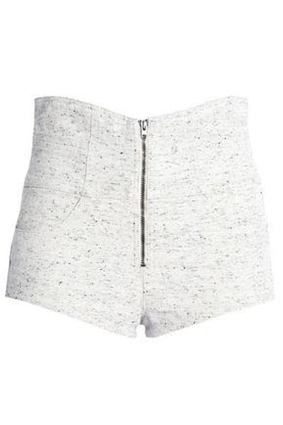 Shop Isabel Marant Woman Bouclé Cotton-tweed Shorts Light Gray