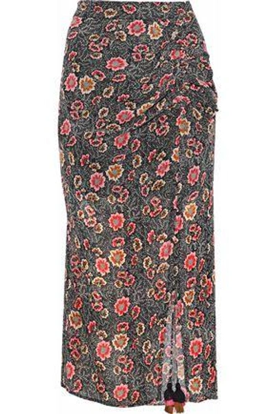Shop Rebecca Minkoff Woman Floral-print Chiffon Midi Skirt Dark Gray