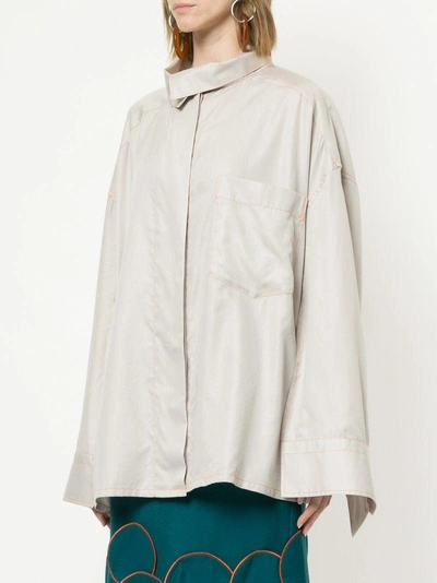 Shop Kolor Slit Sleeve Oversized Shirt - Grey