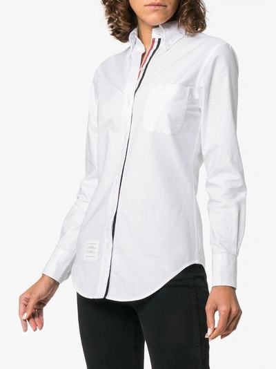 Shop Thom Browne Grosgrain Placket Cotton Shirt - White