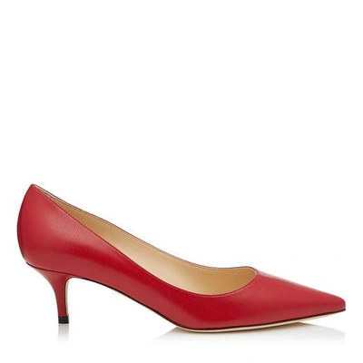 Shop Jimmy Choo Aza Red Kid Leather Pointy Toe Pumps
