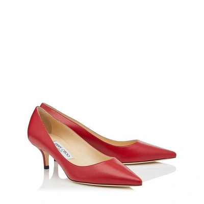 Shop Jimmy Choo Aza Red Kid Leather Pointy Toe Pumps