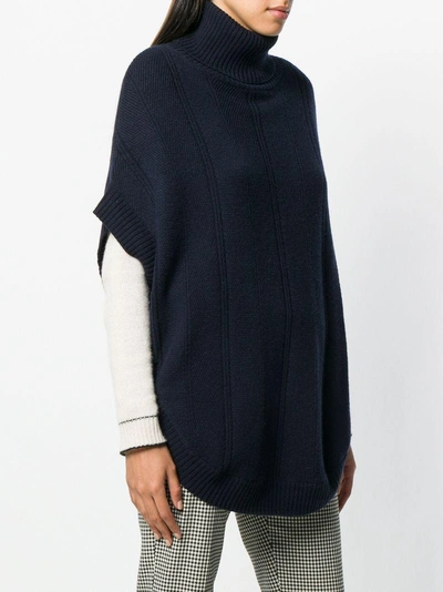 Shop N•peal Turtleneck Poncho In Blue