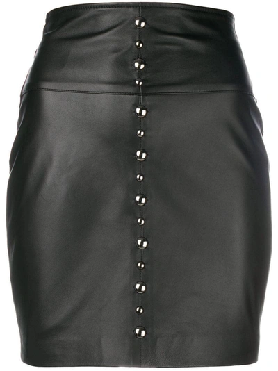 Shop Pinko Front Rivet Detail Short Skirt In Black
