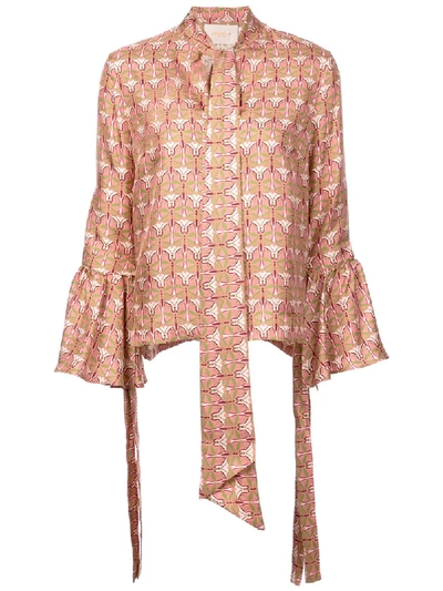 Shop La Doublej Bow Tie Printed Blouse - Pink