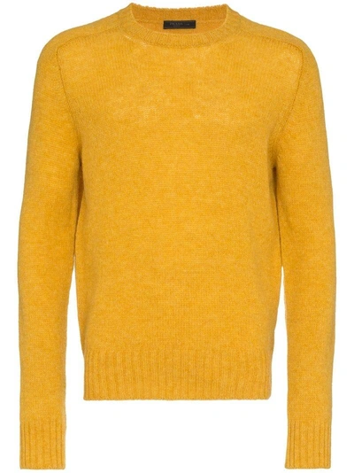 Shop Prada Shetland Wool Jumper - Yellow