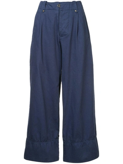 Shop Kolor Cropped Palazzo Trousers - Blue