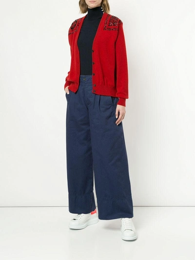 Shop Kolor Cropped Palazzo Trousers - Blue