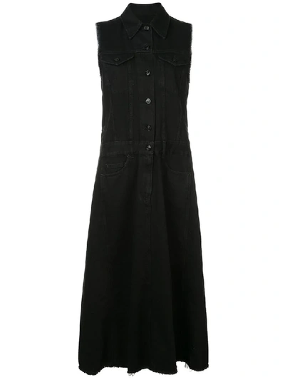 Shop Mm6 Maison Margiela Sleeveless Denim Shirt Dress - Black