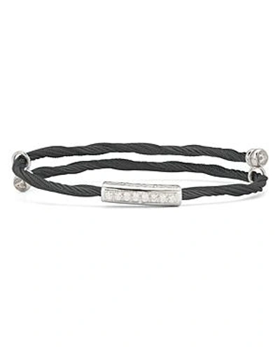 Shop Alor Cable Bangle Bracelet With Diamonds In Black