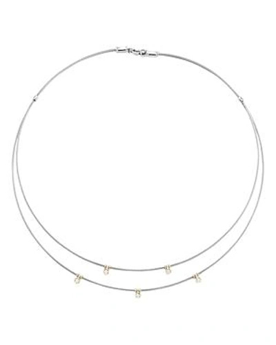 Shop Alor Cable Necklace With Diamonds, 17.5 In Silver