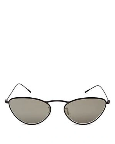 Shop Oliver Peoples Women's Lelaina Mirrored Cat Eye Sunglasses, 56mm In Matte Black/gray Gold