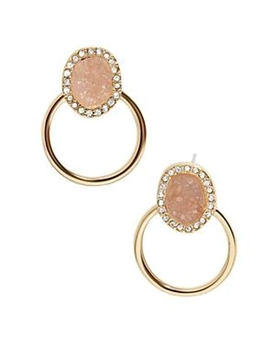 Shop Baublebar Asha Druzy Hoop Earrings In Pink/gold