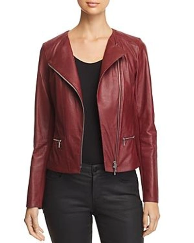 Shop Lafayette 148 Trista Leather Moto Jacket In Vino