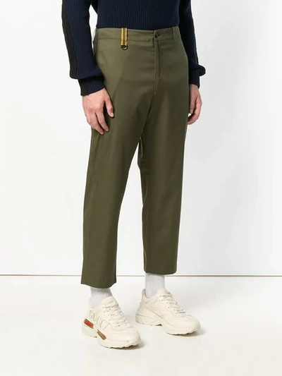 Shop Oamc Cropped Tailored Trousers In Green