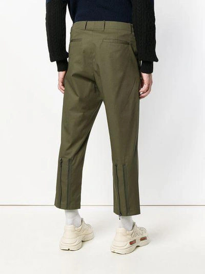 Shop Oamc Cropped Tailored Trousers In Green