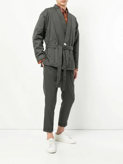 Shop Yoshiokubo Cropped Tailored Trousers In Grey