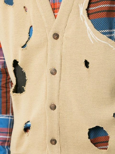 Shop Charles Jeffrey Loverboy Distressed Buttoned Vest - Brown