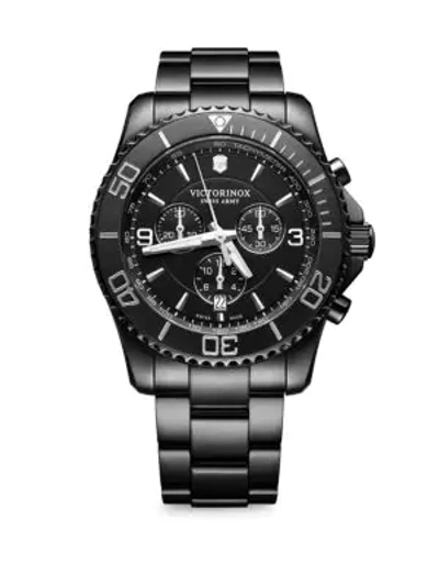 Shop Victorinox Swiss Army Maverick Pvd Stainless Steel Bracelet Watch In Black