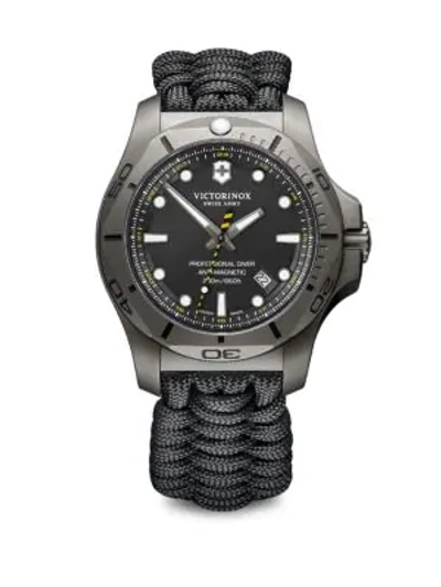 Shop Victorinox Swiss Army I.n.o.x. Professional Diver Sandblasted Titanium Black Camo Paracord Strap Watch