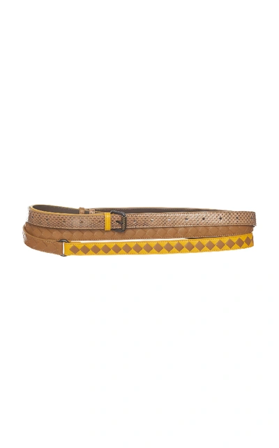Shop Bottega Veneta Nappa Leather Belt In Yellow