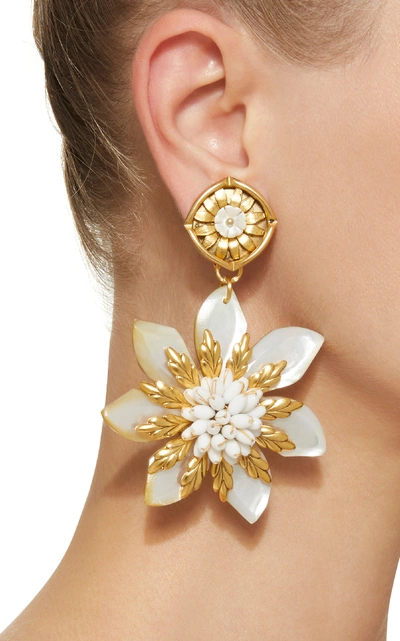 Shop Brinker & Eliza Serenade 24k Gold-plated Mother Of Pearl Earrings In White