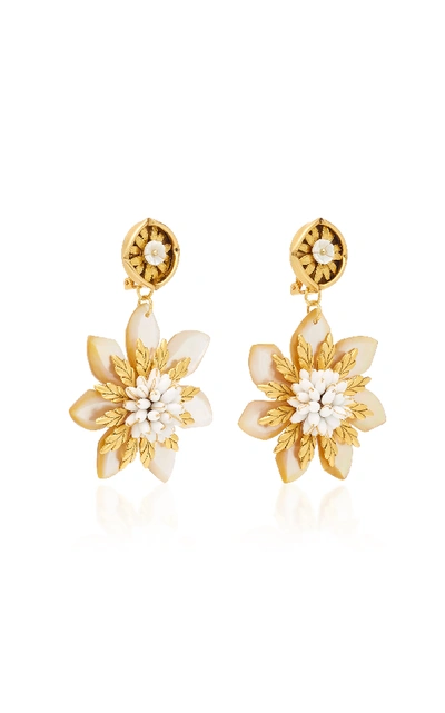 Shop Brinker & Eliza Serenade 24k Gold-plated Mother Of Pearl Earrings In White