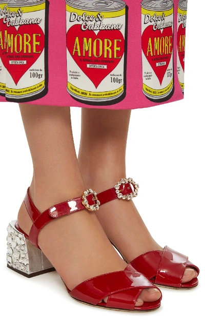 Shop Dolce & Gabbana Embellished Heel Sandal In Red