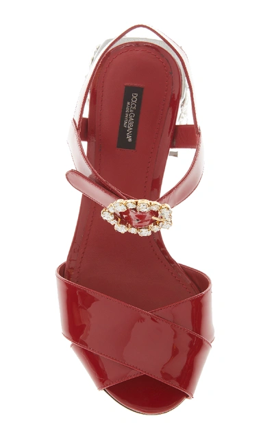Shop Dolce & Gabbana Embellished Heel Sandal In Red