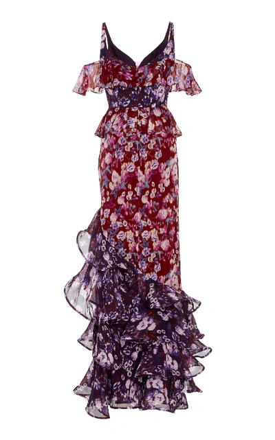 Shop Amur Moira Floral Gown In Purple