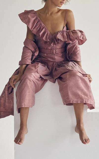 Shop Christine Alcalay Silk Wide-leg Culotte In Pink