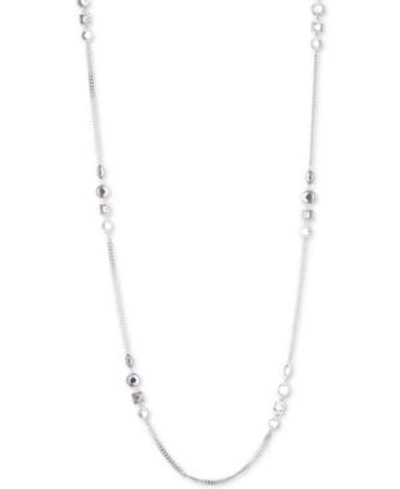 Shop Dkny Stone 42" Strand Necklace In Silver