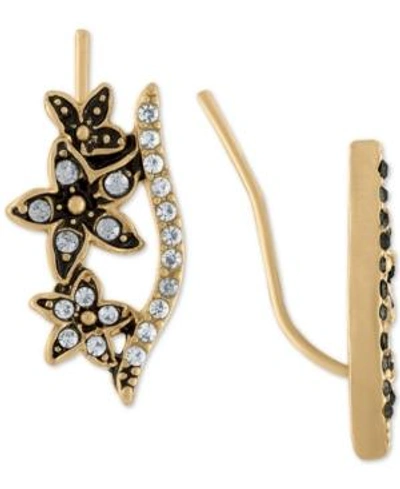 Shop Rachel Rachel Roy Gold-tone Pave Bar & Flower Climber Earrings