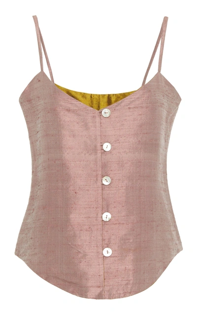 Shop Christine Alcalay Reversible Silk Sleeveless Top In Gold