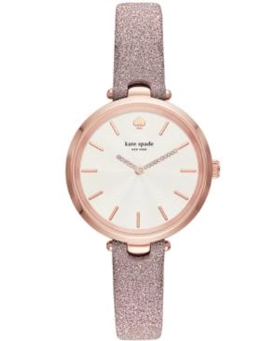 Shop Kate Spade New York Women's Holland Pink Leather Strap Watch 34mm In Rosegold
