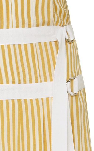 Shop Joseph Deck Chair Striped Pleated Silk Midi Skirt