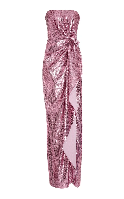 Shop Prabal Gurung Strapless Sequined Tulle Gown In Purple
