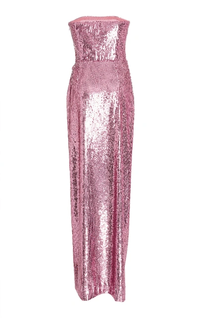 Shop Prabal Gurung Strapless Sequined Tulle Gown In Purple
