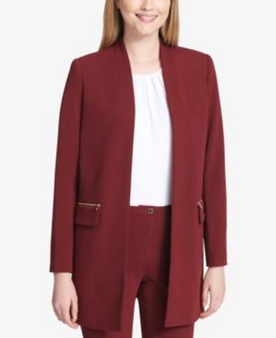 Shop Calvin Klein Open-front Topper Jacket In Rosewood