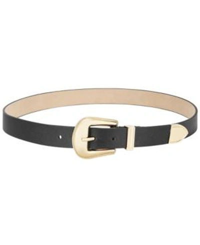 Shop Steve Madden Western-buckle Belt In Black/gold