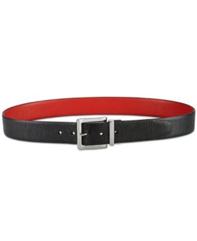 Shop Dkny Textured-to-smooth Reversible Belt, Created For Macy's In Black/red/silver