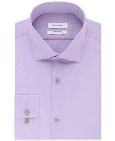 Shop Calvin Klein Men's Extra-slim Fit Non-iron Performance Herringbone Dress Shirt In Lilac