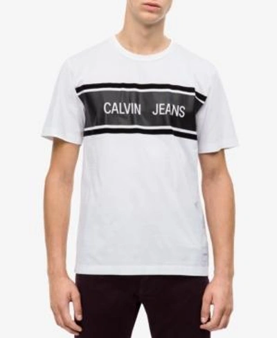 Shop Calvin Klein Jeans Est.1978 Men's Logo-print T-shirt In Eu Bright White