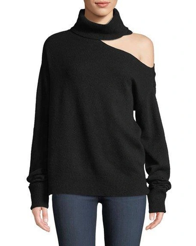 Shop Paige Raundi Cold-shoulder Turtleneck Wool-blend Sweater In Black